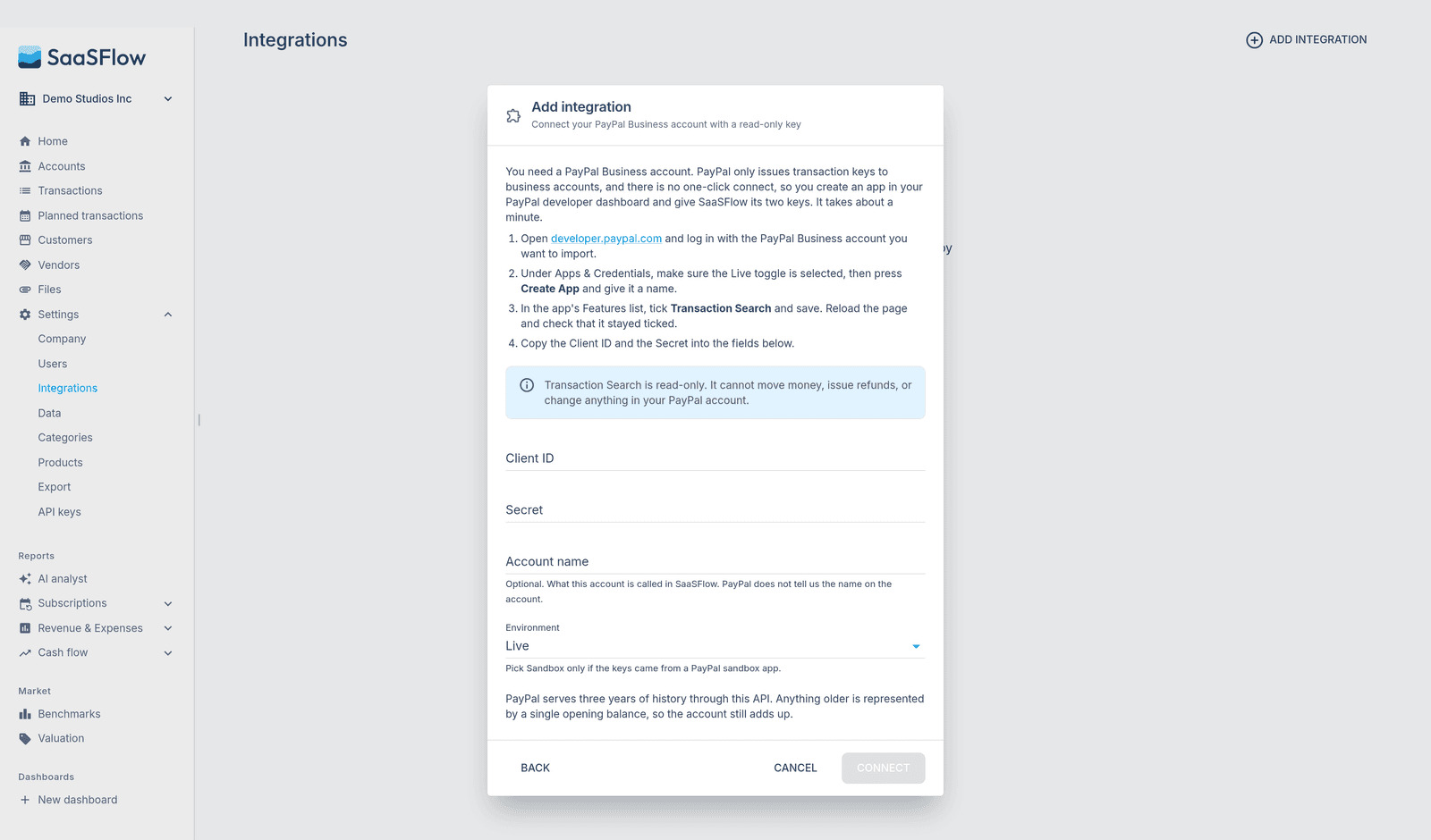 Connect your PayPal Business account
